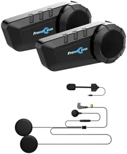 FreedConn KY PRO Hi-Res Motorcycle Helmet Bluetooth Headset, Motorcycle Communication Systems with CVC Noise Cancellation, Stereo Music, 6 Riders 1200m intercom, Dual Device Connection, IP65, 2 Pack
