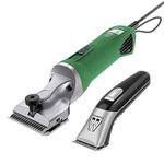Masterclip Horse Clipping Combo – Mains Powered Heavy Duty Hunter Clipper and Cordless Showmate Mark II Trimmer (Green Hunter & Silver Showmate)