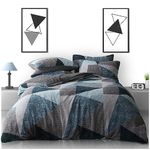 GC GAVENO CAVAILIA Teddy Bear Fleece Duvet Cover Set Geometric Diamond Shapes, Thermal Warm Cuddly Fluffy Beddings With Matching Pillow Cases King Size Bedding, Green/Grey