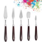 5-Piece Painting Knife Set, Stainless Steel Painting Knives,Smooth Edge, Plastic Handle for SturdyGrip – Hybrid Spatula for Acrylics and oils, Watercolors – Great for Artists and Beginners