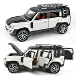 VikriDA 1:24 Scale Diecast Model Car - Land Rover Defender 110 - Pullback Vehicle Toy Collection for Kids, White