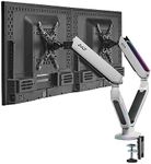 AVLT Dual RGB Gaming Monitor Arms Desk Mount Fits 27”-43” Monitors with 20 Lighting Modes Touch Button Control | Adjustable Height Swivel Tilt Rotation Stand | White