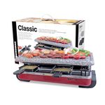 Swissmar Classic 8-Person Raclette Party Grill - Indoor Electric Grill & Griller with Granite Stone Grill Plate - Red