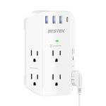 USB Wall Charger,Surge Protector,6 Outlet Extender with 4 USB Ports(1 USB C) BESTEK 3-Sided 2100J Power Strip Multi Plug Outlets Spaced for Home Office Travel