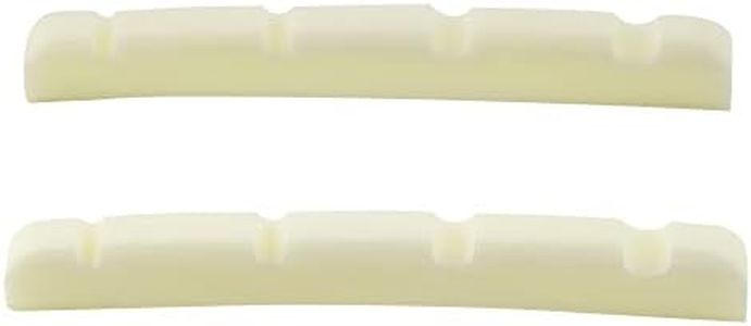 Musiclily Pro 41.91mm Slotted P Bass Bone Nut Curved Bottom for 4-String Fender Style Precision Bass, Ivory(Set of 2)