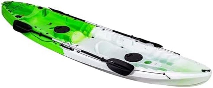 Fishing Kayaks, 12.4FT Sit on Top Kayak for 2-3 Person Adults with Paddle & Comfortable Seat, Capacity of 600LBS, Hard Shell Recreational Ocean Kayak Boat