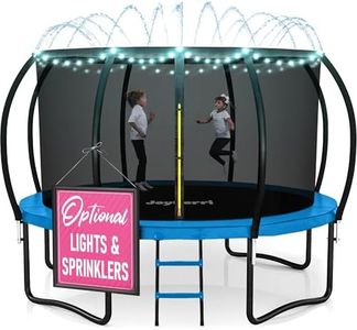 Trampoline for Kids and Adults - 8Ft 10Ft 12Ft 14FT Trampoline with Net - with Bonus Sprinkler and LED Lights/ASTM Certified/Extra Sturdy Recreational Outdoor Trampolines