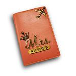 Little Cubess Personalized Faux Leather Passport Cover Customized Name for Men's/Women's/Wallet/Bag/Gift for Husband//Father/Sister/Brother (Peach)