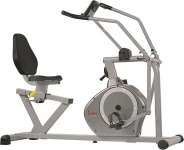 Sunny Health & Fitness Magnetic Recumbent Exercise Bike – 160kg Capacity, Arm Exercisers, Pulse Monitor