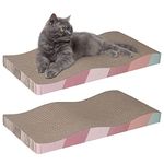 LTDSOAR Cat Scratcher Cardboard,2 PCS 17" X 8.5" Cat Scratch Pad Reversible Scratcher Texture Curved Wave Design Durable Cat Scratching Pad, Cat Scratcher Mat Lounge Bed for Indoor Cats