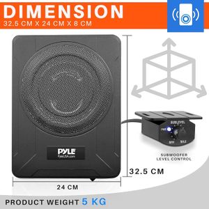 Pyle 20cm Underseat Car Subwoofer – Compact Slim Bass Speaker
