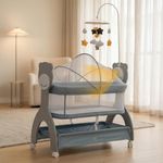 Mee Mee Sweet Love Automatic Electric Cradle with Cot Mobile | Built-in Soft Night Lamp | Remote 3-Speed Swing | Soothing Music & Bluetooth | Smart Timer | Lockable Wheels | Baby Bassinet 0-12 Months
