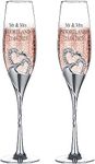 ukgiftstoreonline Personalised Double Heart Set of Two Champagne Flute with Sparkling Crystals