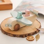 Wooden Airplane Toys, Montessori Fine Motor Skills Airplane Toys, Push and Pull, Grasping Games, Gifts for Boys and Girls (Airplane-5)