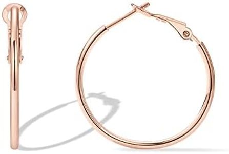 PAVOI 14K Gold Plated Sterling Silver Post Hoops | Large Hoops Earring | Lightwight Gold Hoop Earrings for Women, White Gold, No Gemstone