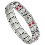 Jeracol Magnetic Bracelet Men,Titanium Steel Magnet Bracelets for Men with Effective 4 Elements,Adjustable Brazaletes Come with Jewelry Gift Box