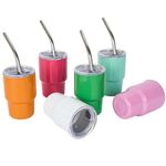 Tamarac Mini Tumbler Shot Glass with Straw, 3 oz Shot Glass with Straw and Lid, Funny Shot Glasses, Colored Stainless Steel Sublimation Tumblers,Wedding Birthday Party Favors 6 Pack