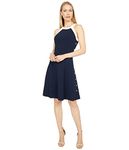 Tommy Hilfiger Women's Fit and Flare Dress, Navy/Ivory, 14