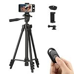 Polarduck Phone Tripod Stand Camera Mount:106cm 42 inch Lightweight Travel Tripod for Phone with Remote Compatible with iPhone & Android Phone | Black