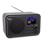 Ocean Digital WR-336F Wi-Fi Internet FM Radio Portable with 4 Preset Button Rechargeable Battery Bluetooth Receiver Stress Relief Relaxation Music Channels Black