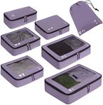 ECOHUB Packing Cubes 7 Set Tear-Resistant Packing Cubes Travel Organizer with ID Tag for Carry On Luggage Machine Washable Suitcase Organizer Bags Travel Cubes(Purple)