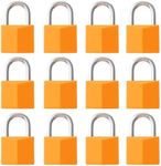 ROOKMAD 12-Pack Keyed Alike Locks, Orange Covered Brass Keyed Padlock with Stainless Steel Shackle, 1-9/16 Inch Lock Body, Rustproof Locks for Luggage Gate Fence Hasp Cabinet Toolbox Gym School Locker