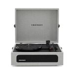 Crosley Voyager Portable Turntable - Bluetooth Record Player, 3-Speed Suitcase Vinyl Player, Home Turntables for Vinyl Records, Built in Stereo Speakers & Bluetooth Receiver, AUX Input, Grey