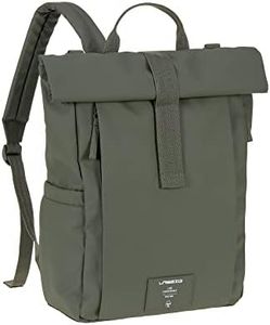 LÄSSIG Baby Sac à Dos à Langer Sac à Dos avec Matelas à Langer, Fixation pour Poussette, Porte-Bouteille Produit durablement/GRE Rolltop Up Backpack Olive
