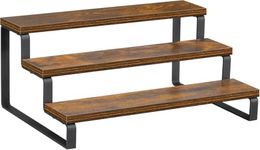 Craft Expertise "Rustic 3-Tier Spice Rack Organizer – Brown Wood & Iron Spice Shelf, 14 x 9.5 x 6.5 Inches, Countertop or Cabinet, 3-Step Storage for Kitchen Spices