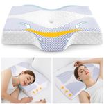 Mkicesky Cervical Pillow for Neck and Shoulder Pain Relief, 2 in 1 Memory Foam Neck Pillow for Side, Back Sleepers, Ergonomic Contour Orthopedic Pillow for Sleeping, Breathable Neck Support Pillow