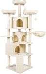Hey-brother XL Cat Tree, 73.4 inch Cat Tower with 3 Caves, 3 Cozy Perches, Scratching Posts, Board, Activity Center Stable for Kitten/Big Cat, Beige MPJ032M