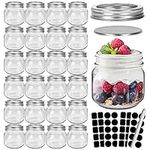 CycleMore 24 Pcs 8oz 250ml Clear Glass Mason Jars With Regular Silver Separable Lids, Round Canning Jars Spice Jars for Honey, Jam, Herb, Baby Foods, Wedding Favors, Kitchen Storagem, DIY Souvenir