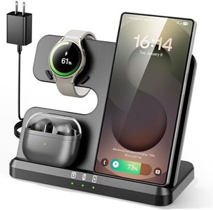Eddibox 3 in 1 Charging Station for Samsung, Qi-Certified Fast Charging for Galaxy S25/Ultra/S24/S23/Z Flip, Wireless Charger for Samsung Watch Galaxy 7/6/5, Galaxy Buds 3/2/Pro