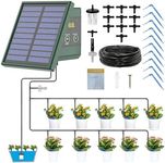 Solar Drip Irrigation System for Garden, 30 Timing Modes Automatic Drip Irrigation Kit Solar Irrigation System Garden Watering System Supports 10 Pots Plants for Indoor & Outdoor