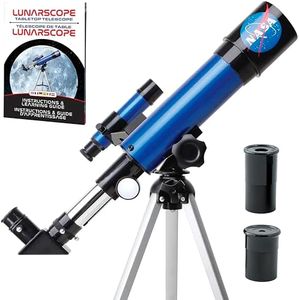 NASA Lunar Telescope for Kids – 90x Magnification, Includes Two Eyepieces, Tabletop Tripod, and Finder Scope- Kids Telescope for Astronomy Beginners