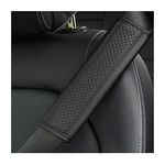 CGEAMDY 2 Pieces Car Seat Belt Cover, Shoulder Strap Covers Harness Pads, Safety Leather Seatbelt Comfort Driving Cushion, Protect Neck and Shoulder, Universal for Car, Truck, SUV (Black)