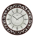 Ajanta Clock for Home and Offices Silent Sweep Movement 16 Inches Wall Clock (Teak_40 x 40 x 4 cm)