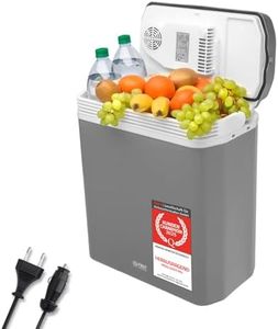 TZS First Austria - Kühlbox 24L elektrisch 12V 230V Anschluss für Auto & Steckdose - Thermoelektrische Cool Box kühlt & wärmt - Mini Kühlschrank mit Griff - Für Camping, Festivals, Reisen - Grau