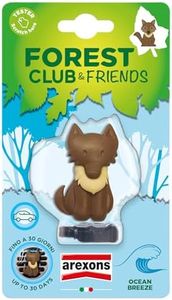 AREXONS Forest Club & Friends - Lupo, Profumatore Auto da Bocchetta, Durata Fino a 30 Giorni, Fragranza Ocean Breeze, Made in Italy