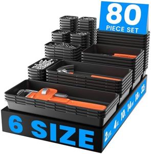 【𝟲𝗦𝗜𝗭𝗘 & 80PCS】A-LUGEI Tool Box Organizer【Fits 100+ Tools】 Black Garage Organization and Storage Tray Divider Set, Desk Drawer Organizer, Toolbox for Rolling Tool Chest Cart WorkBench Small Part