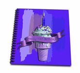 3dRose db_49092_2 Happy 13th Birthday, Ice Cream Cone on Abstract, Purple Memory Book, 12 by 12-Inch