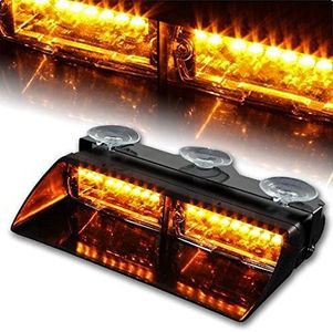 WoneNice 16 LED High Intensity LED Law Enforcement Emergency Hazard Warning Strobe Lights 18 Modes for Interior Roof/Dash/Windshield with Suction Cups (Amber)