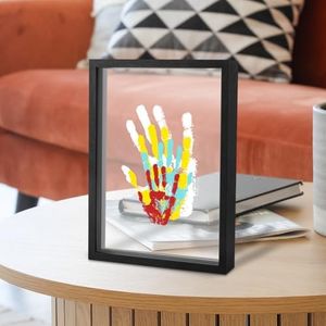 Himake Family Handprint Kit: DIY Art and Craft Keepsake Frame with Non-Toxic Paints, Perfect for New Parents, Grandparents, and Family Special Gifts, Black