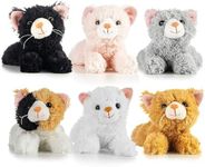 Prextex Pack of 6 Realistic Looking Plush Cats 6 Inches Long