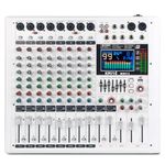 Audio Mixer, 8 Channel Sound Mixer with MP3 Player 99 DSP Digital DJ Mixer and Effect 7 Band EQ Output 48V Phantom Power Source USB Recording BT USB for Live Streaming Podcasting DJ(White PRO)