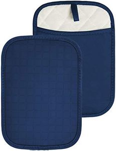 HOMWE Silicone Kitchen Pot Holders with Pockets, 2 Pc Set Trivet, Steam and Heat Resistant Hand and Countertop Protection Hot Pads, Non-Slip Grip potholders, Terrycloth Interior Lining, Navy Blue