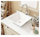 MEJE 16x16-Inch White Square Bathroom Vessel Sink, Countertop Bathroom Sink,Porcelain Ceramic Vessel Sink