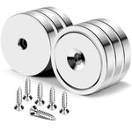 MIKEDE Magnets, 150LB Neodymium Cup Magnets with Super Strong Magnetic Attraction, Heavy Duty Pot Magnets with Hole for Mounting, Rare Earth Magnets with Screw for Hanging, Office, Craft - 6 Pack