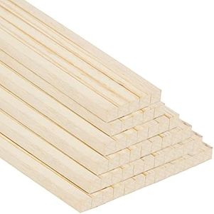 Belle Vous Pack de 50 Varilla Tabla Madera Manualidades Natural - 6,4 mm x 30 cm - Palos de Madera Extra Largo Sin Acabado - Chupetín y Manualidades – Varas Arte, Bricolaje