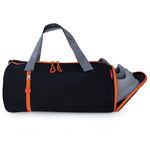 SFANE Polyester Duffle Gym Bag, Shoulder Bag, Sports Bag for Men & Women with Separate Shoe Compartment (Black) (Black & Orange)